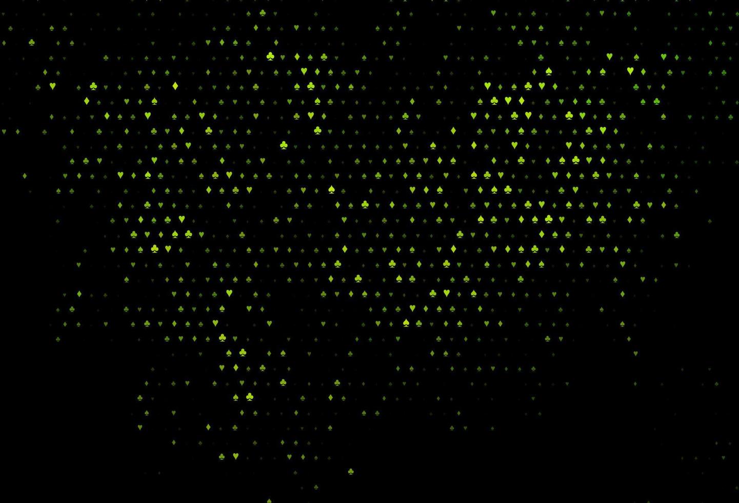 plantilla de vector verde oscuro con símbolos de póquer.