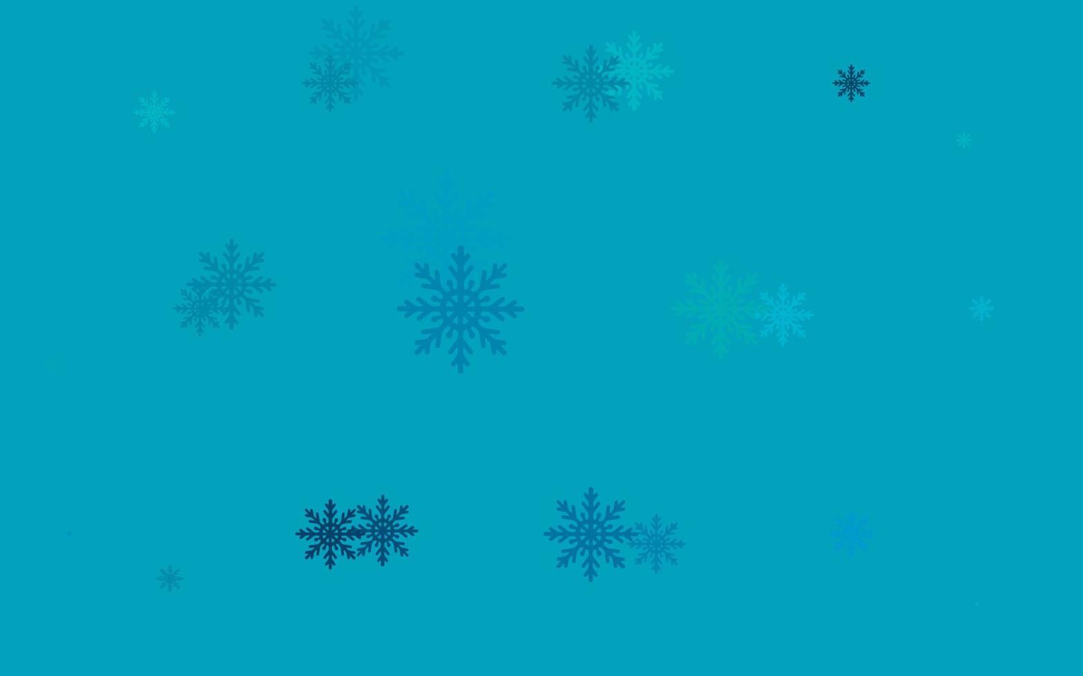 plantilla de vector azul claro con copos de nieve de hielo.
