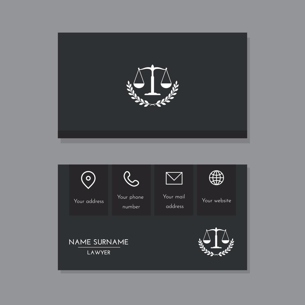 Lawyer business card in shades of gray and white vector