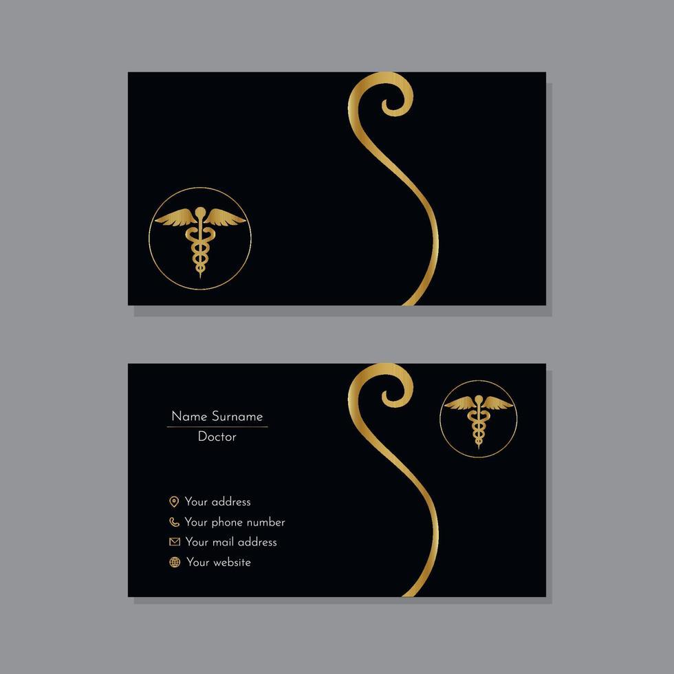 Black lawyer business card with gold logo vector