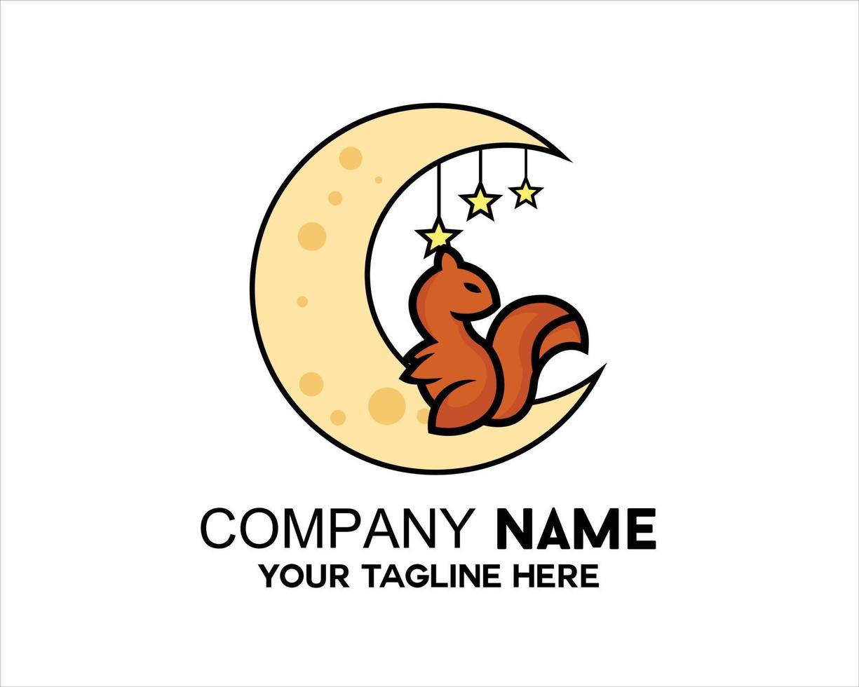 moon logo with squirrel on it vector