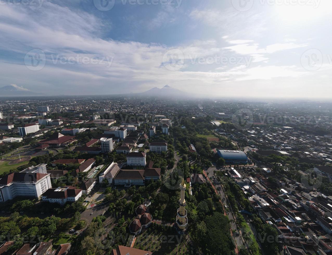 Aerial view of mosque in Yogyakarta, Indonesia. photo