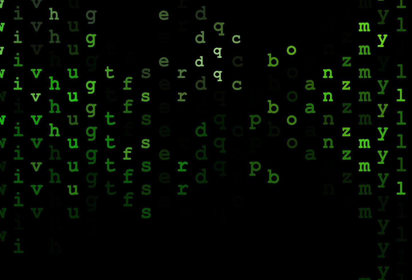 Dark green vector layout with latin alphabet.