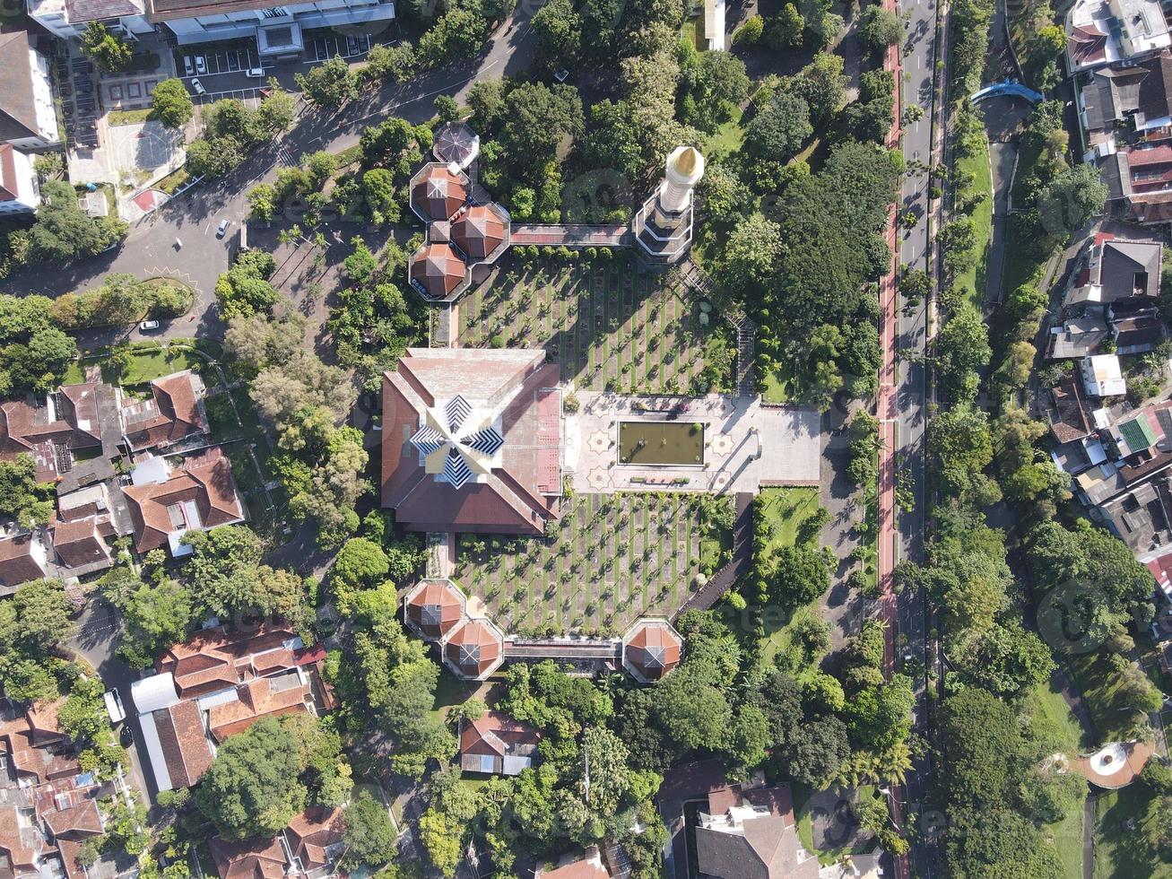 Aerial view of mosque in Yogyakarta, Indonesia. photo