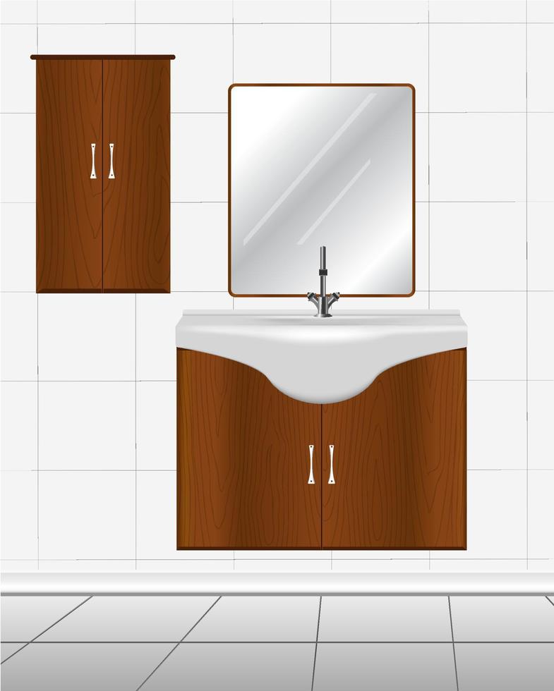 Modern bathroom cabinet vector