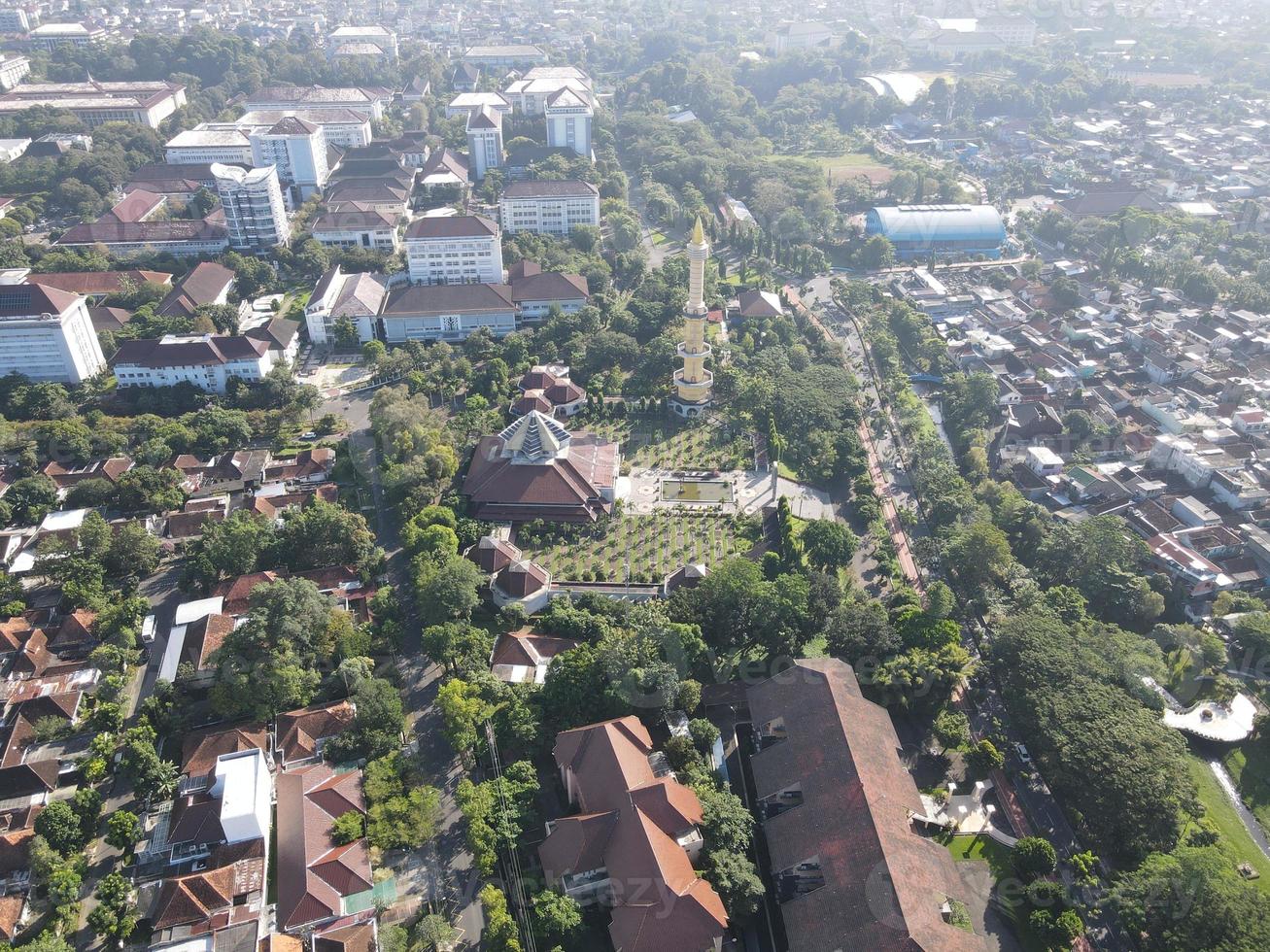 Aerial view of mosque in Yogyakarta, Indonesia. photo