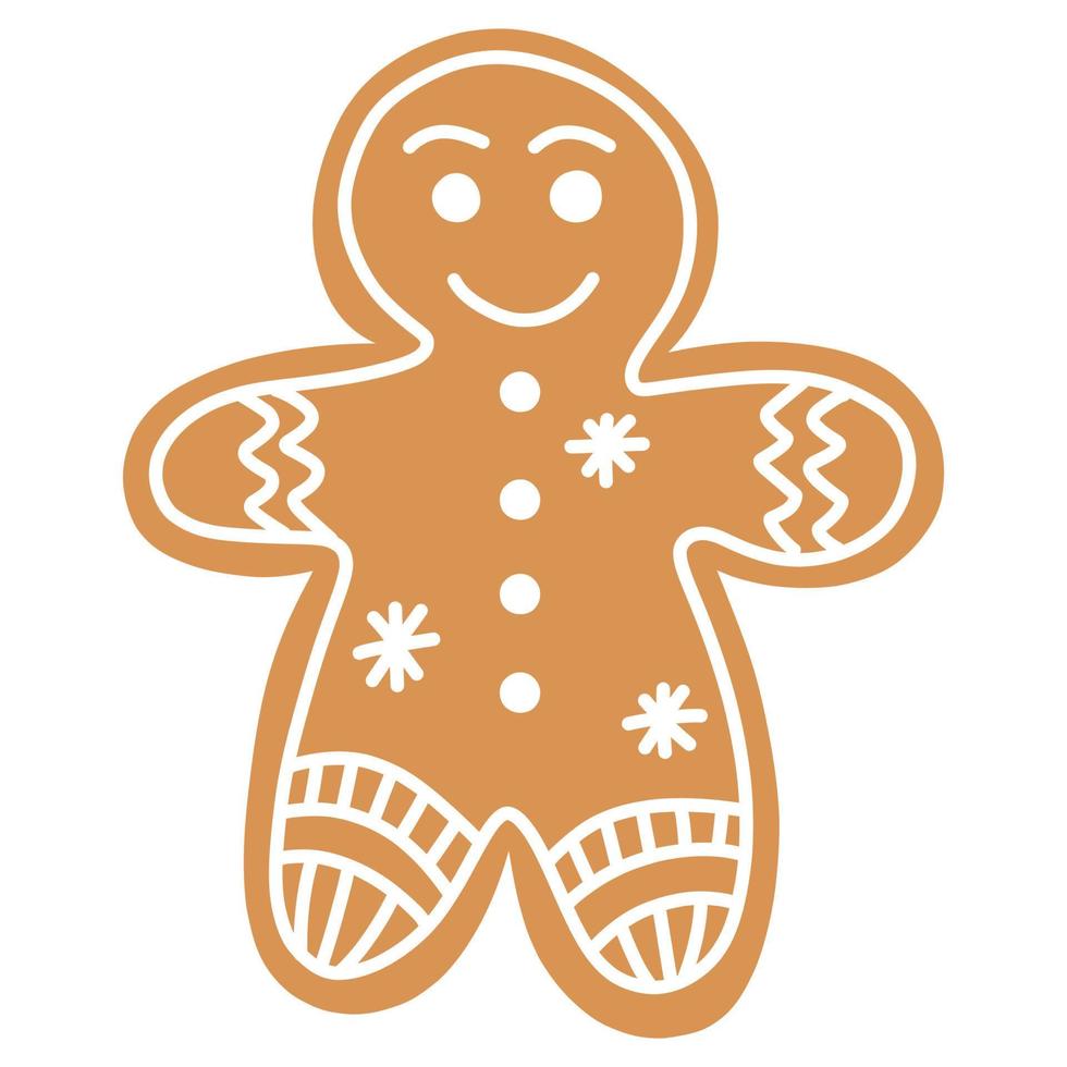 vector Christmas gingerbread in the form of a man on a white background.