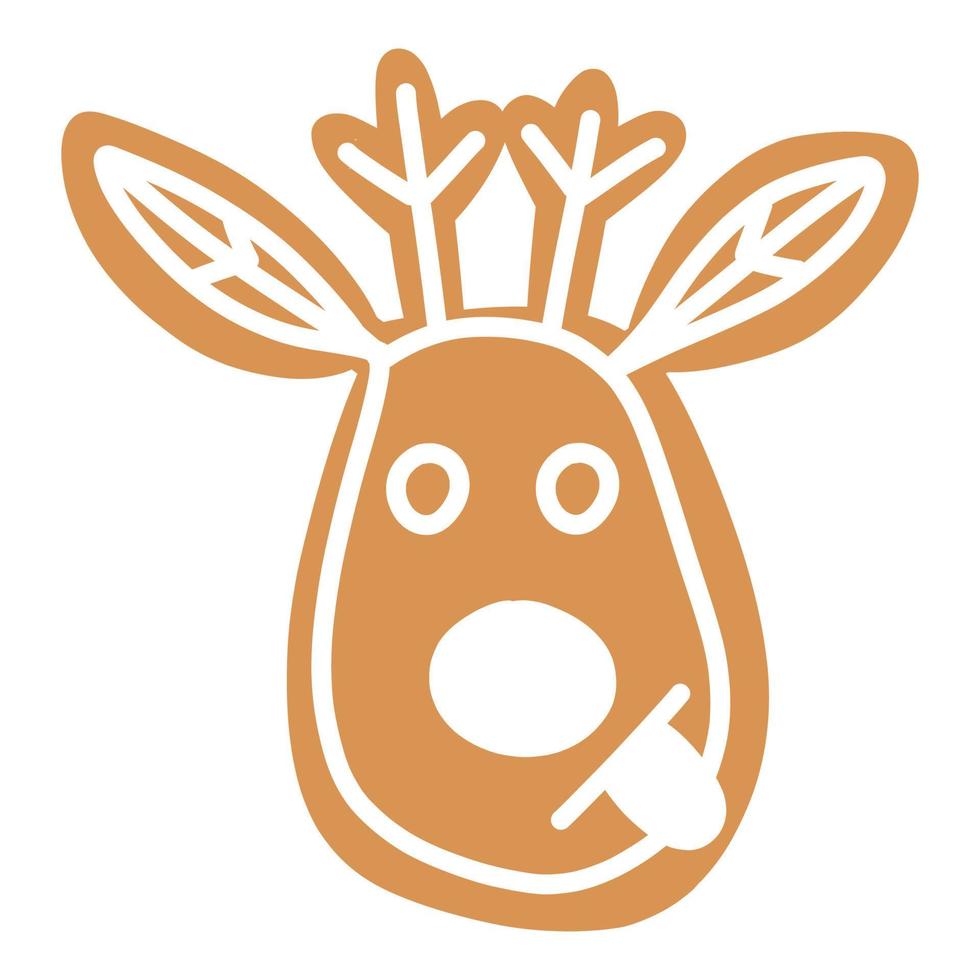 vector Christmas gingerbread in the form of a deer's head on a white background.