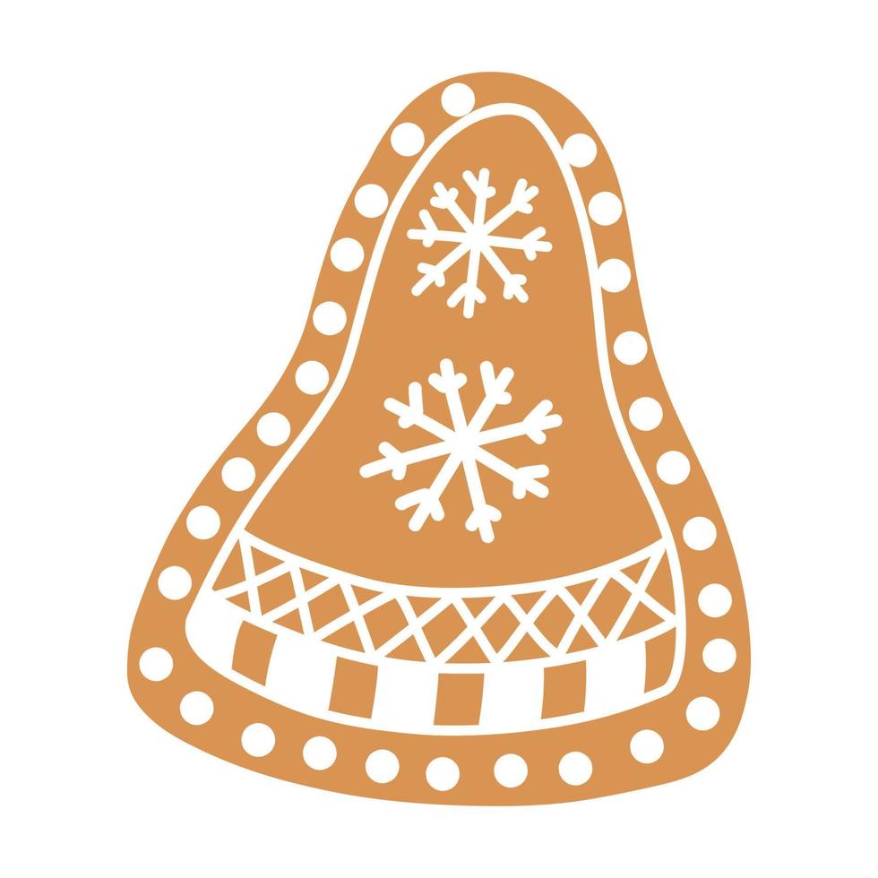 pan de jengibre de navidad vectorial en forma de campana sobre un fondo blanco vector