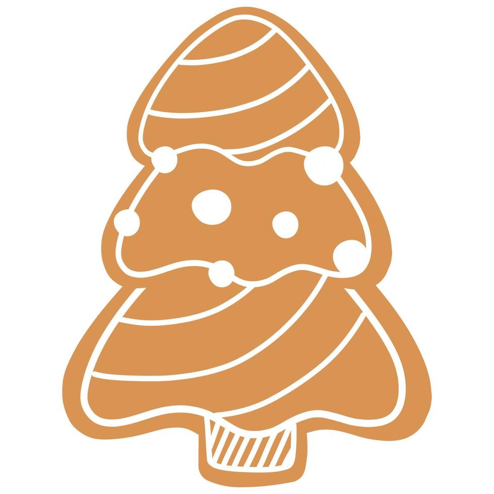 vector Christmas gingerbread in the form of a Christmas tree on a white background.