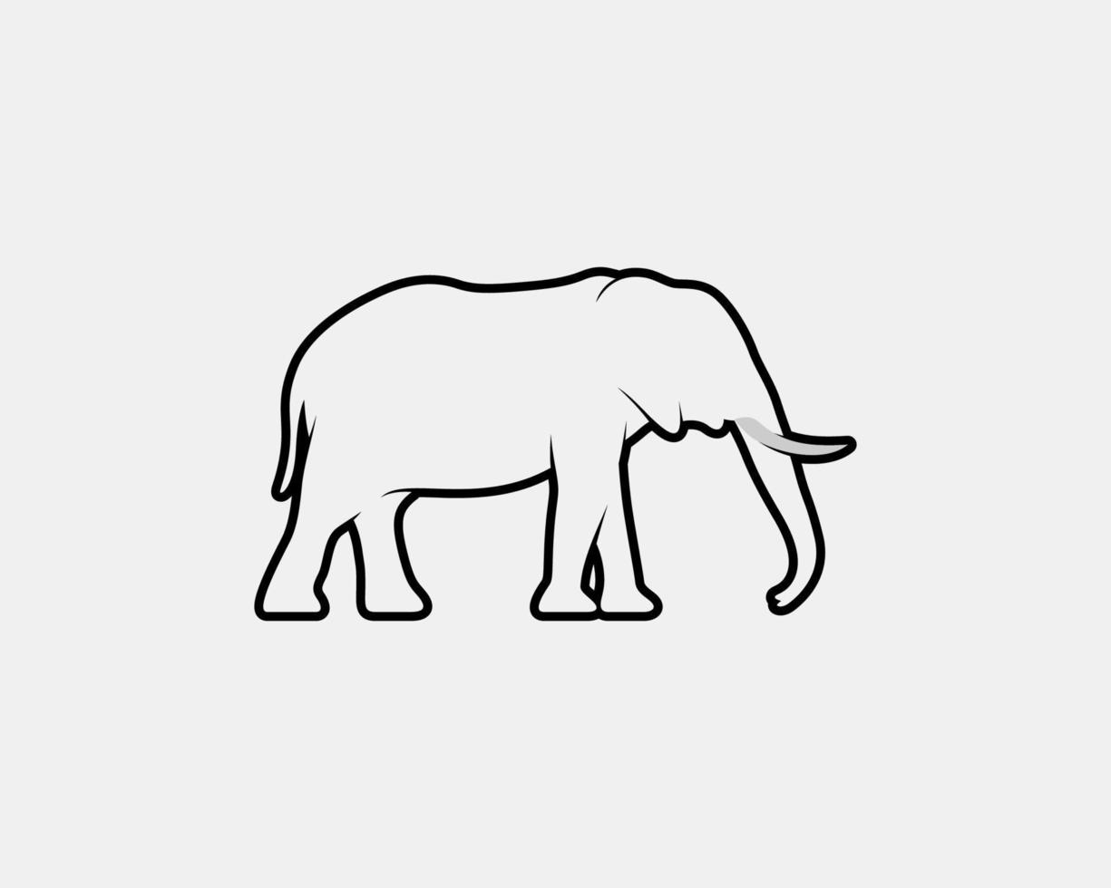 silueta de vector de contorno de elefante