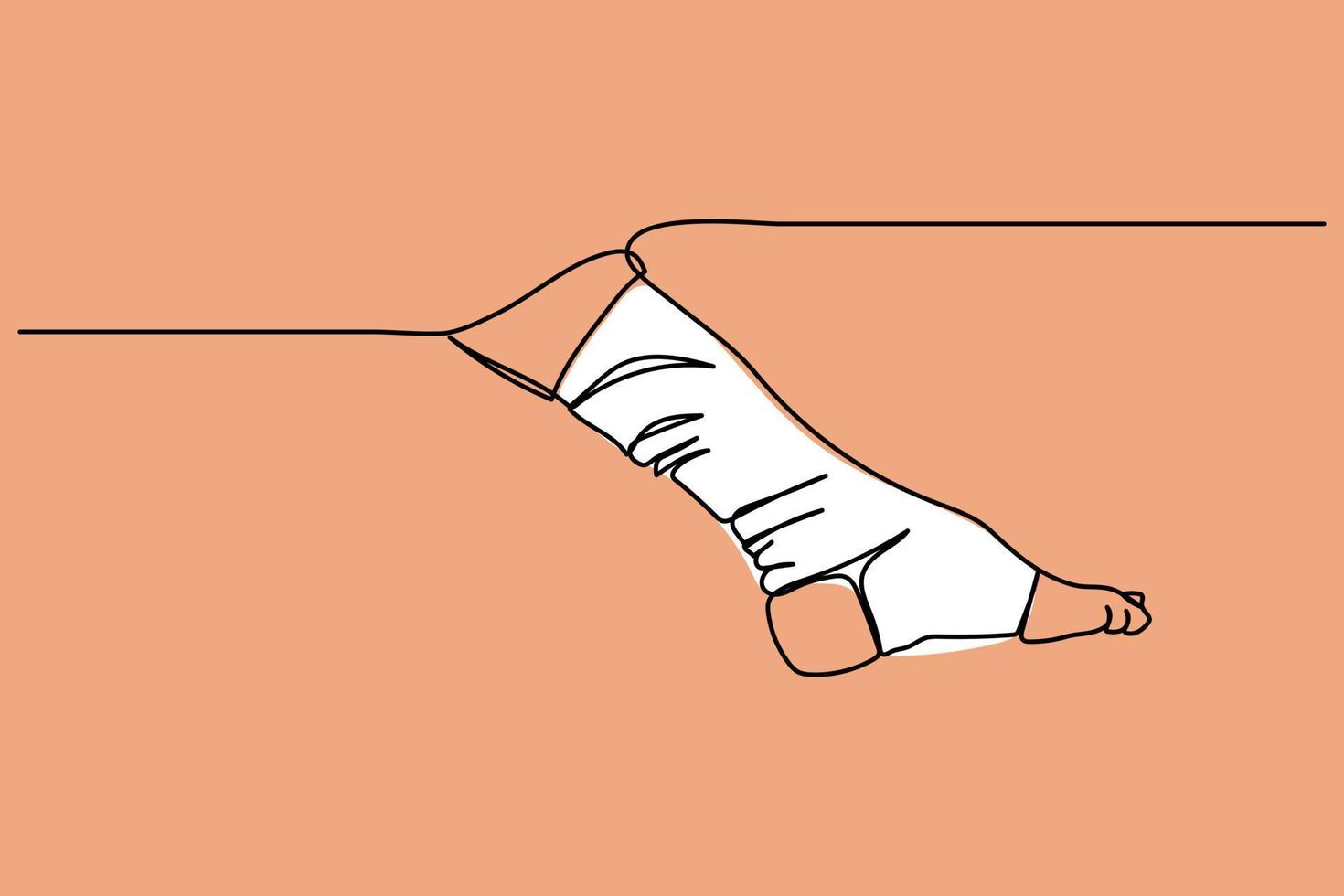 ilustración vectorial de una sola lesión en la pierna de línea continua vector
