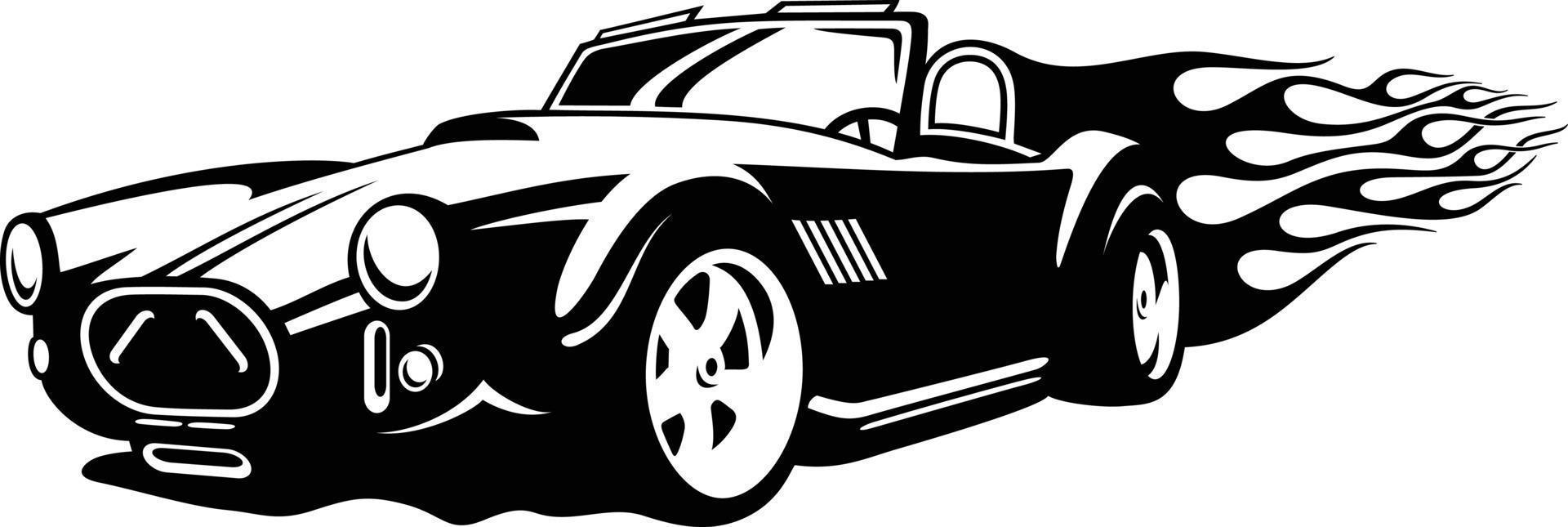 Coche de carreras de estilo antiguo vintage aislado sobre fondo blanco. vector