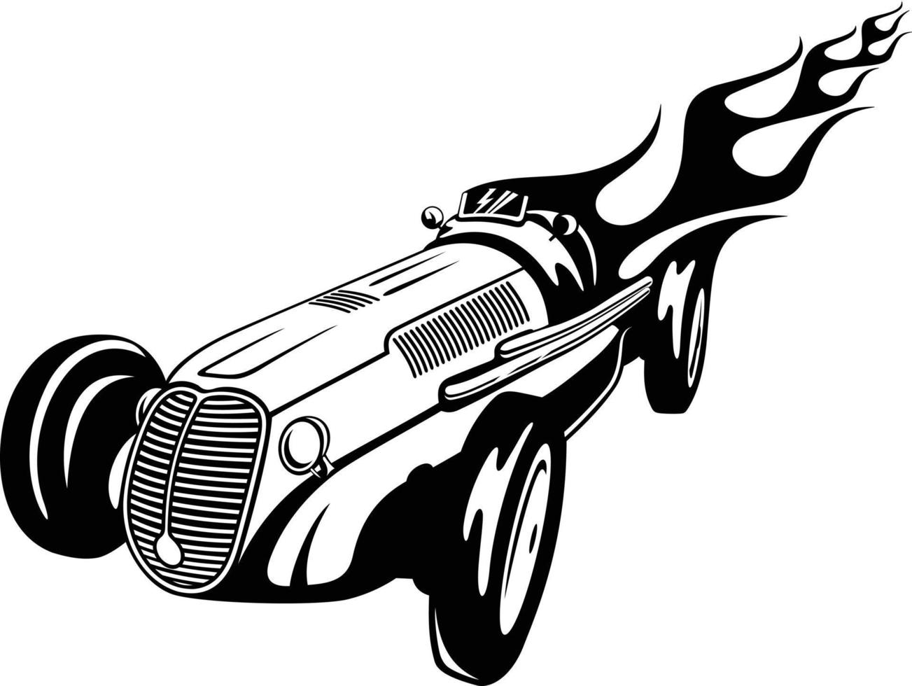 Coche de carreras de estilo antiguo vintage aislado sobre fondo blanco. vector