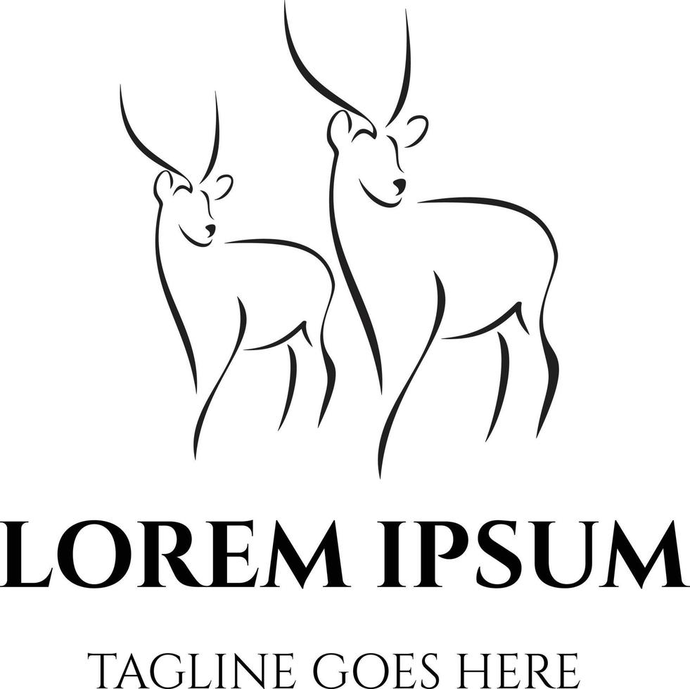 Vector illustration  logo symbol couple deer isolated on white background