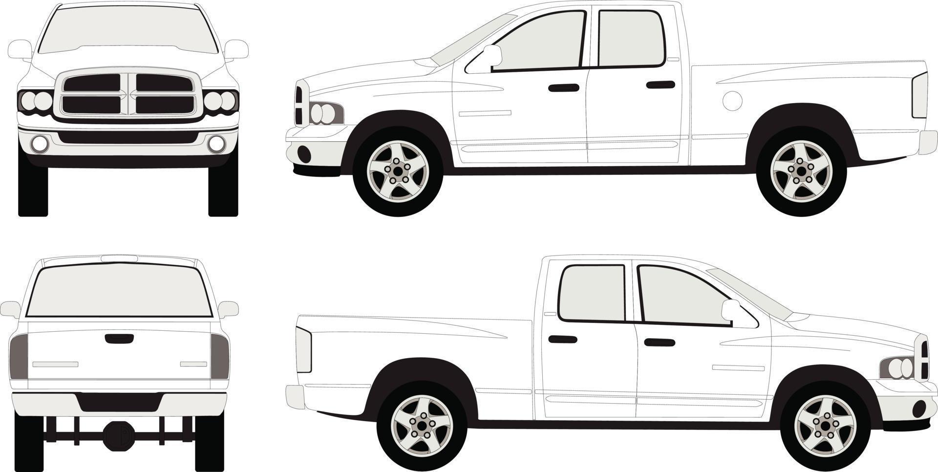 Vector illustration car set pickup cab isolated on white background