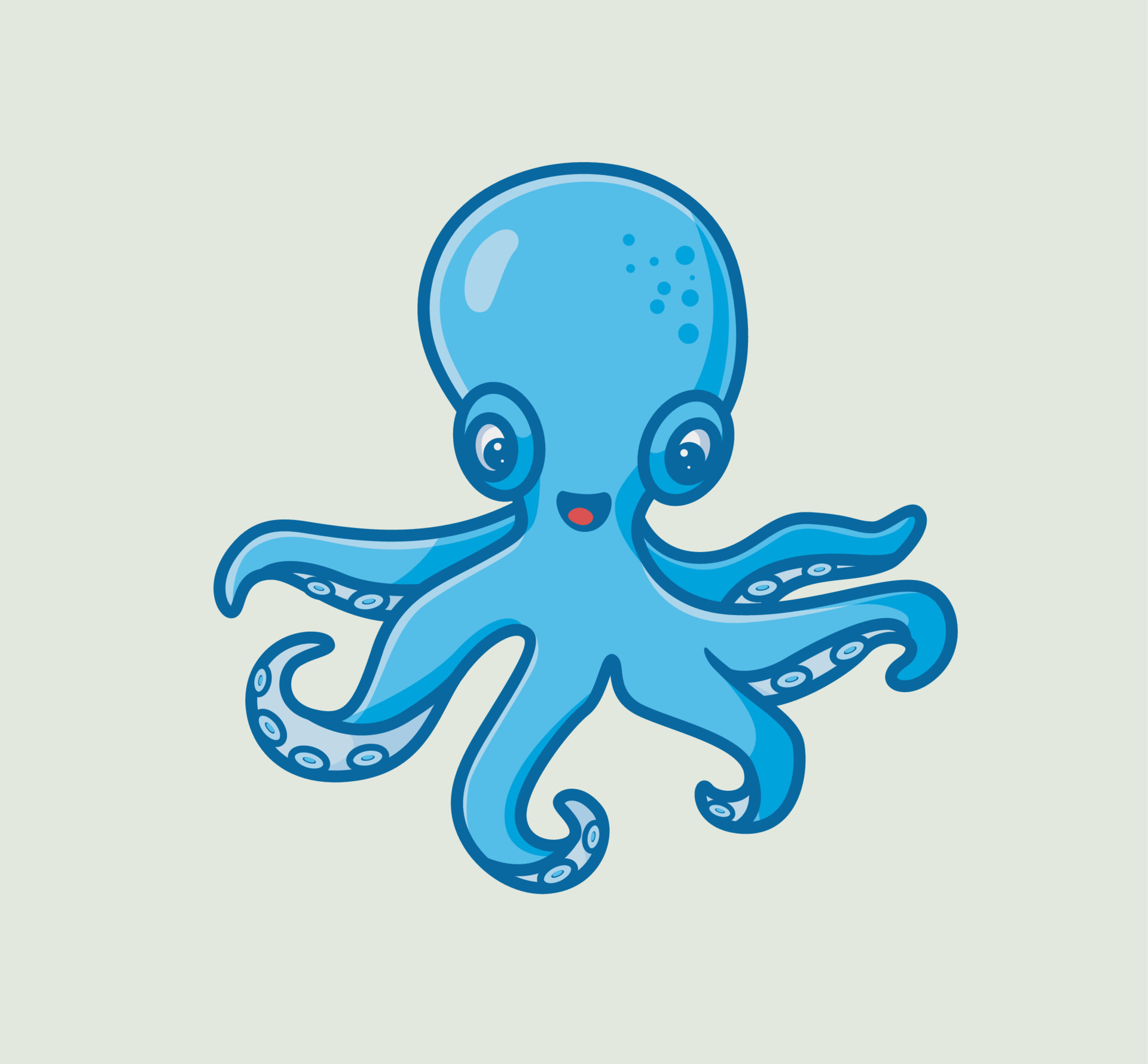 cute blue octopus happy. isolated cartoon animal nature illustration. Flat  Style Sticker Icon Design Premium Logo vector. Mascot Character 11543065  Vector Art at Vecteezy