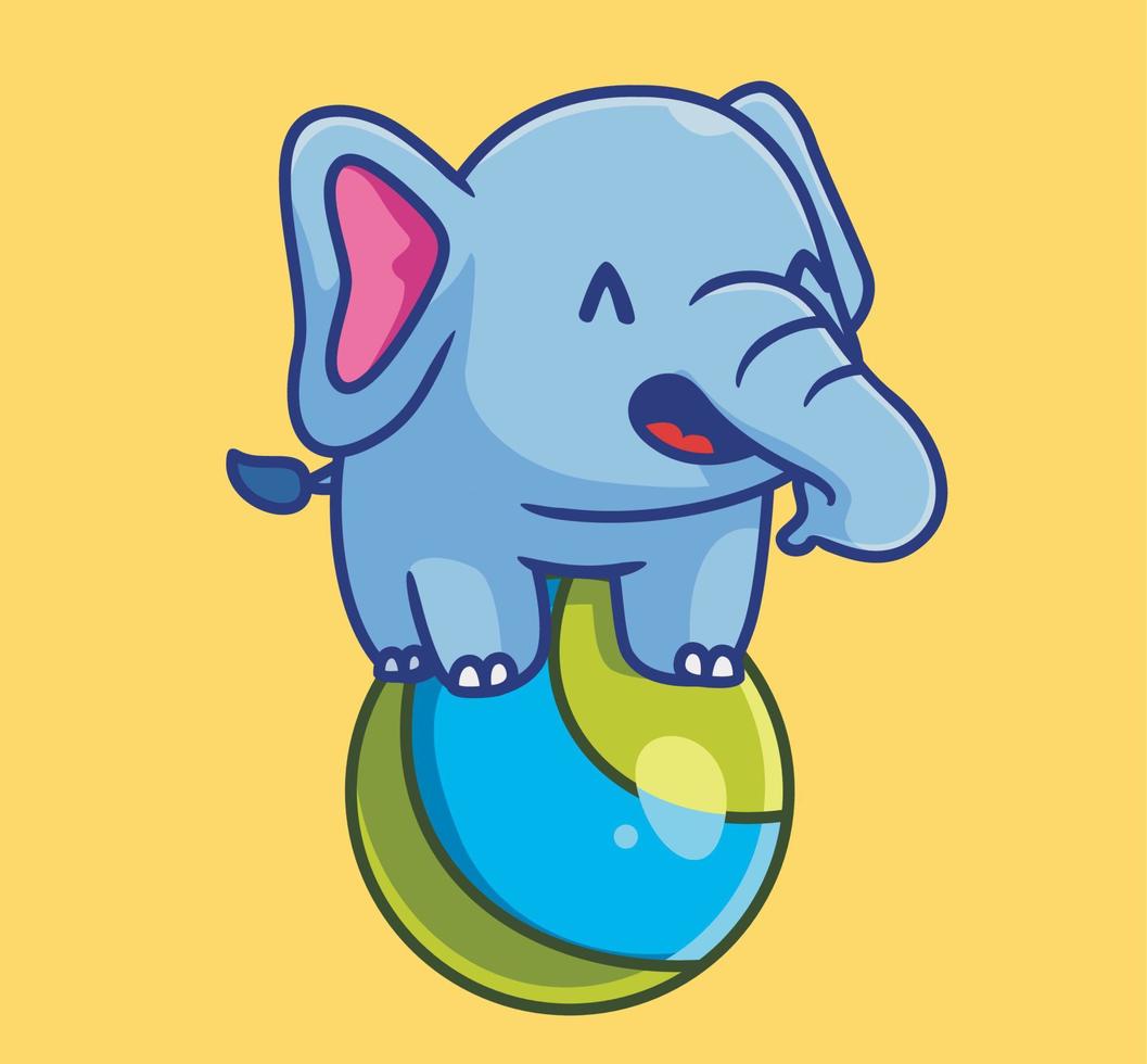 cute elephant circus on top of balloon. isolated cartoon animal illustration. Flat Style Sticker Icon Design Premium Logo vector. Mascot Character vector