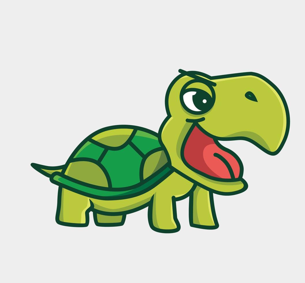cute turtle angry. cartoon animal nature concept Isolated illustration. Flat Style suitable for Sticker Icon Design Premium Logo vector. Mascot Character vector