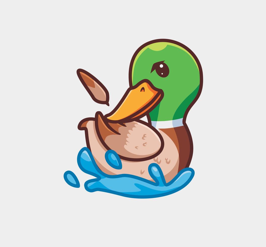 lindo pato perdió su pluma. ilustración de naturaleza animal de dibujos animados aislados. estilo plano adecuado para el vector de logotipo premium de diseño de icono de etiqueta. personaje mascota