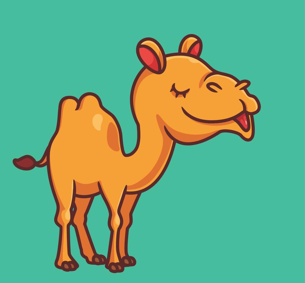 cute camel happy smile. isolated cartoon animal illustration. Flat Style Sticker Icon Design Premium Logo vector. Mascot Character vector