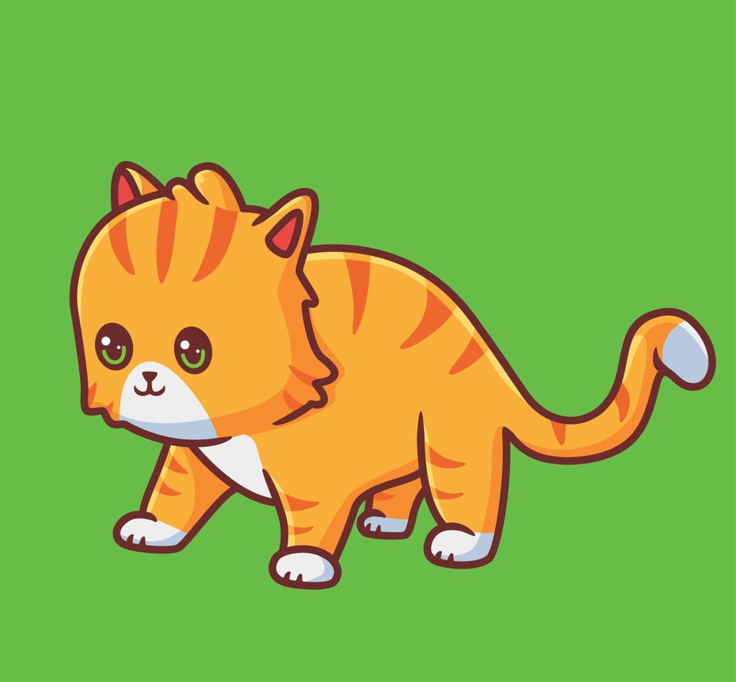 lindo gato inactivo para la observación. ilustración animal de dibujos animados aislados. vector de logotipo premium de diseño de icono de etiqueta de estilo plano. personaje mascota