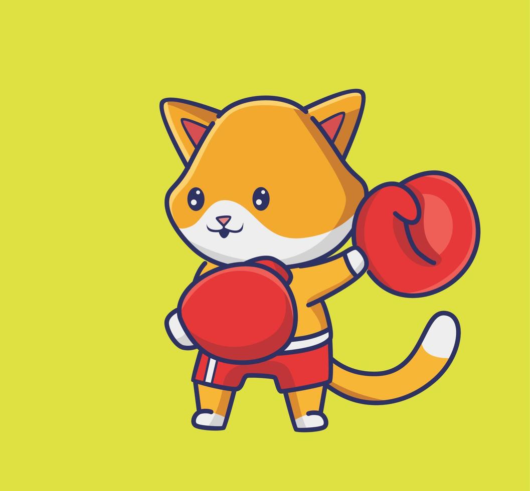 lindo gato gatito boxeo vector