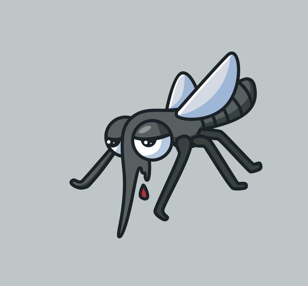 lindo mosquito delgado bebe sangre. ilustración de naturaleza animal de dibujos animados aislados. estilo plano adecuado para el vector de logotipo premium de diseño de icono de etiqueta. personaje mascota