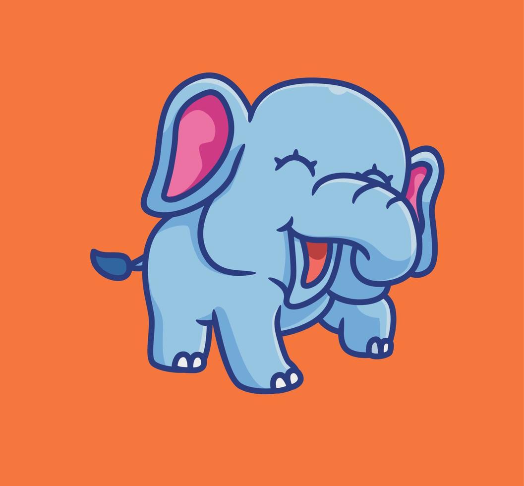 lindo elefante riendo. ilustración animal de dibujos animados aislados. vector de logotipo premium de diseño de icono de etiqueta de estilo plano. personaje mascota