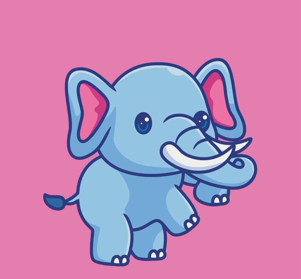 lindo elefante de pie. ilustración animal de dibujos animados aislados. vector de logotipo premium de diseño de icono de etiqueta de estilo plano. personaje mascota
