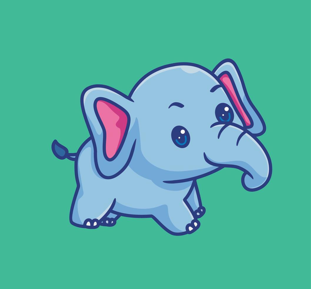 lindo bebé elefante. ilustración animal de dibujos animados aislados. vector de logotipo premium de diseño de icono de etiqueta de estilo plano. personaje mascota
