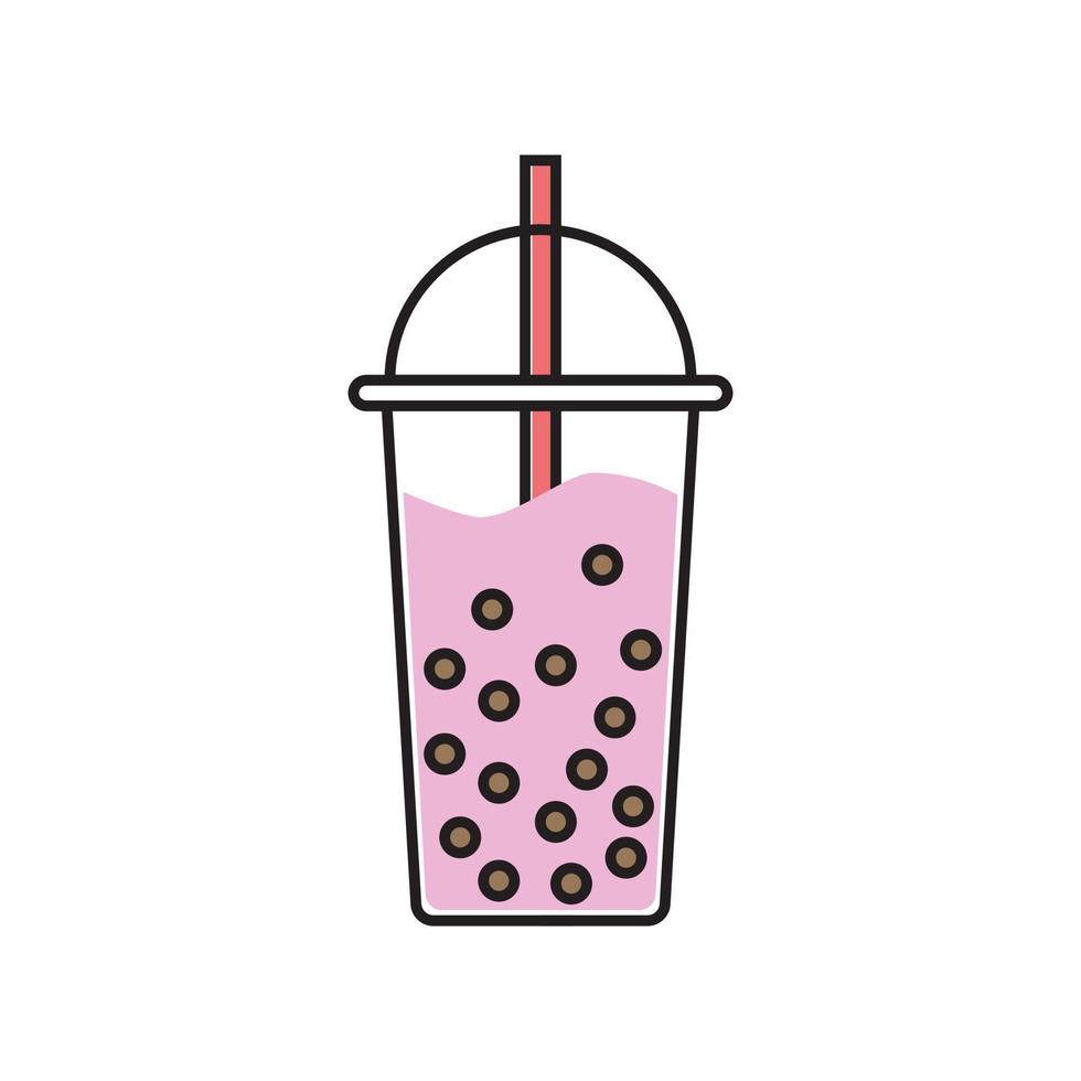 icono de bebida en un vaso con pajita vector