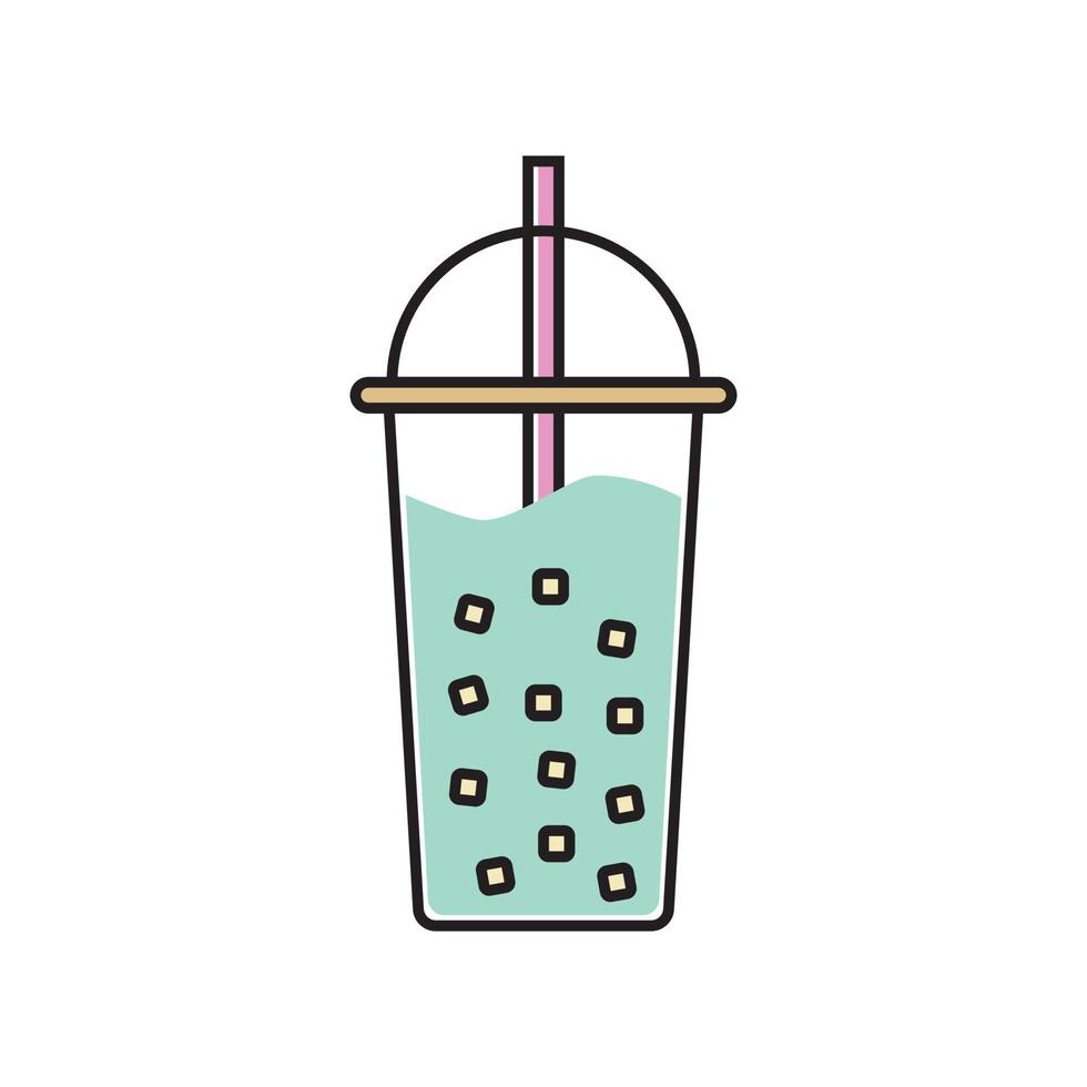 icono de bebida en un vaso con pajita vector