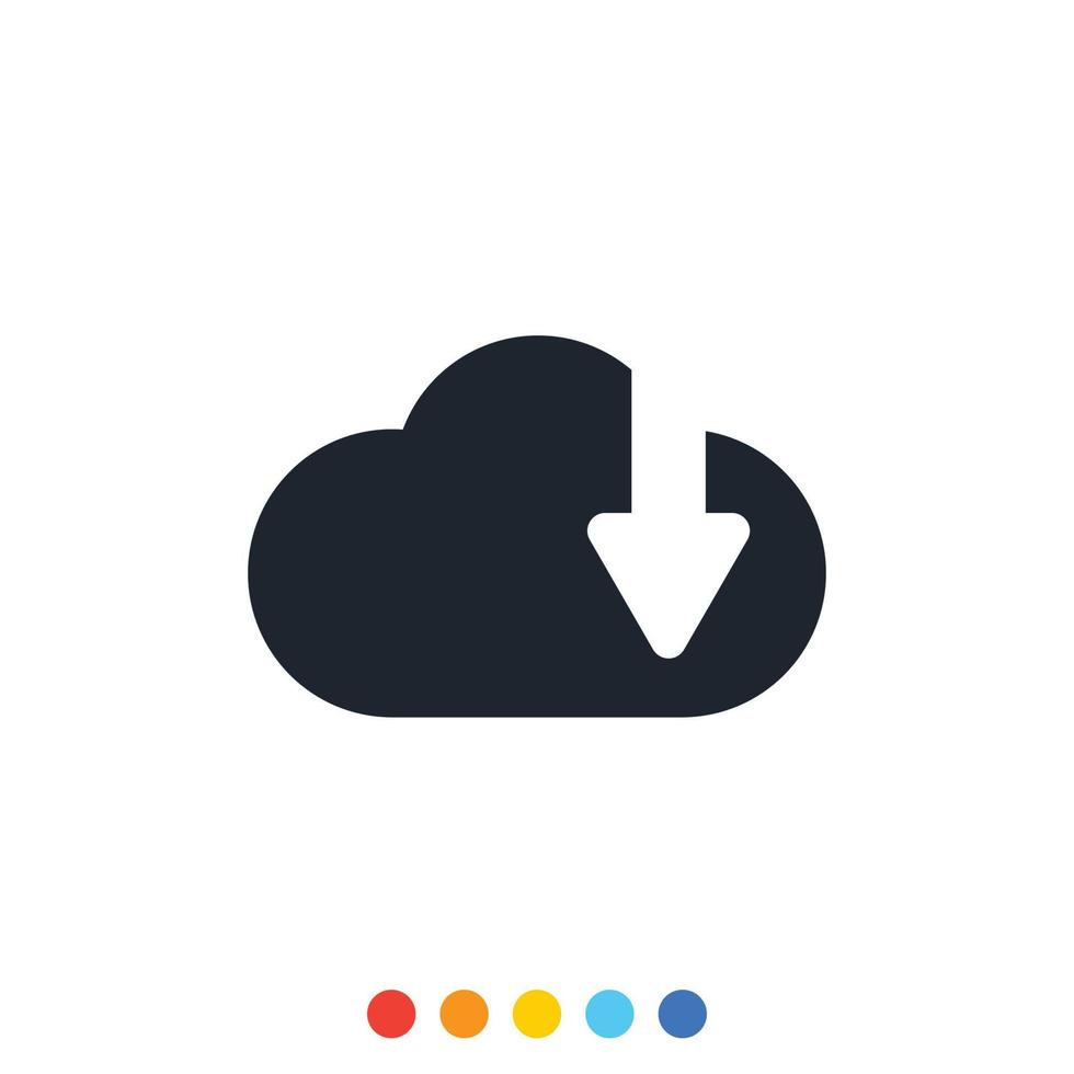 Cloud download icon, Cute cloud icon. vector