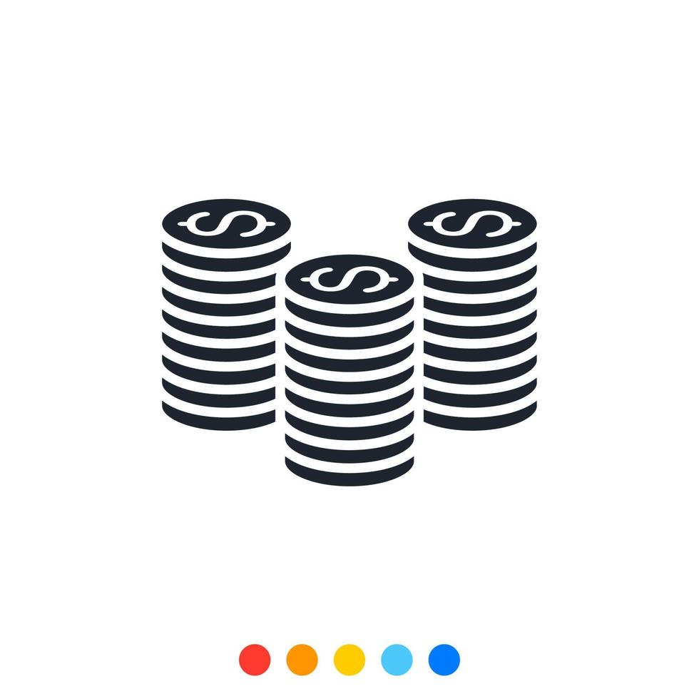 Stack of coins Icon, Financial and banking icon. vector