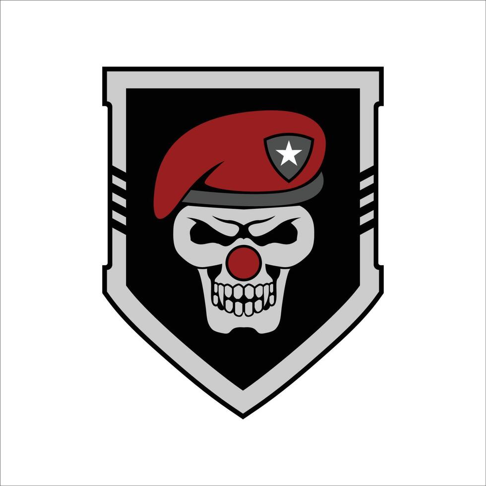 plantilla de diseño de logotipo malvado de payaso de cráneo táctico para compañía de armería táctica militar vector