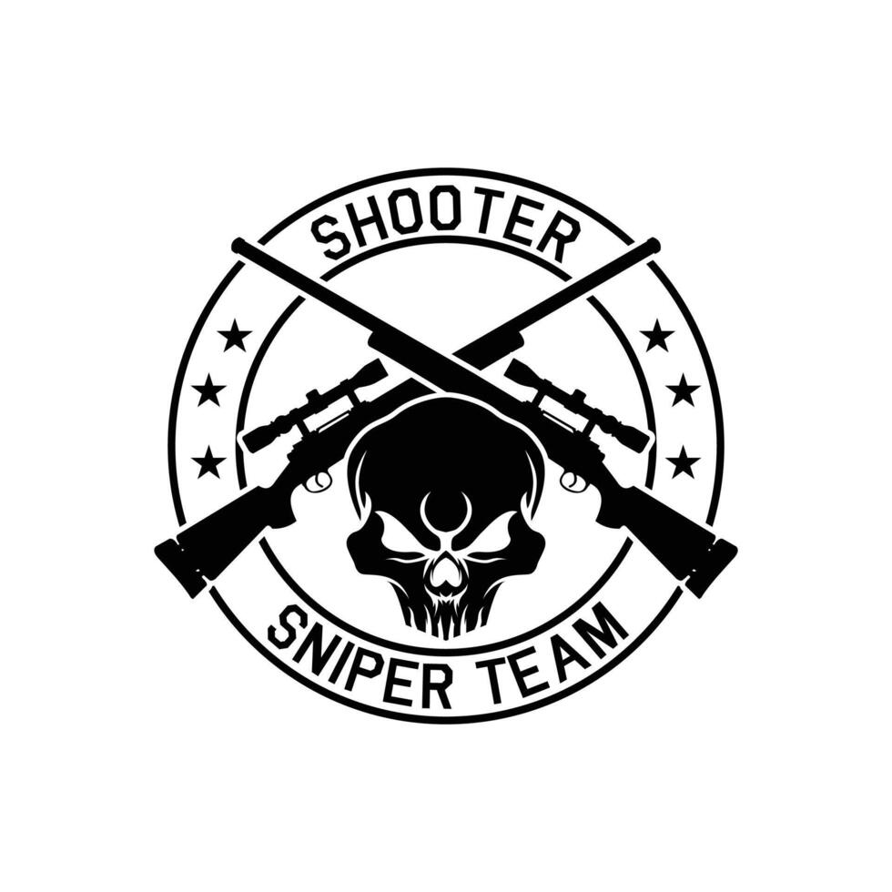 Sniper Skull logo design template for military game armory and company vector