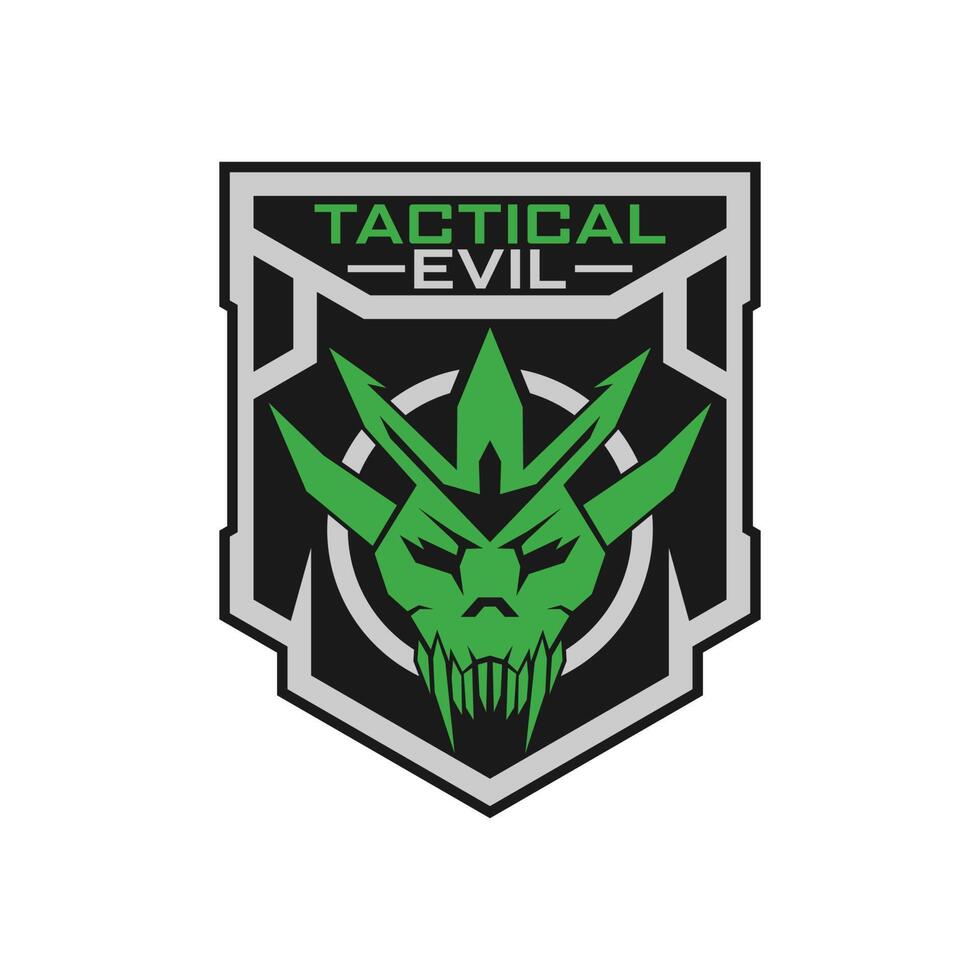 Tactical evil logo design template for military tactical armory company vector