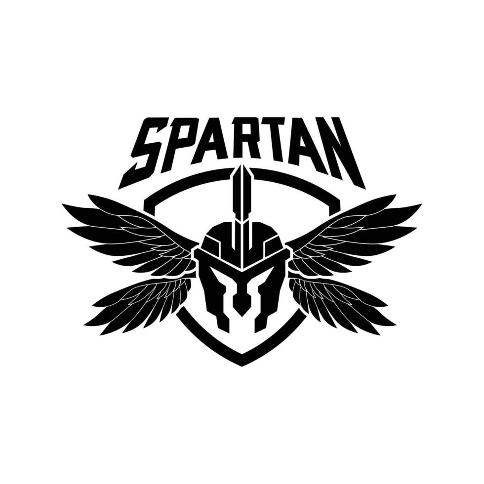 Spartan Wings shield logo design template for military game armory and company vector