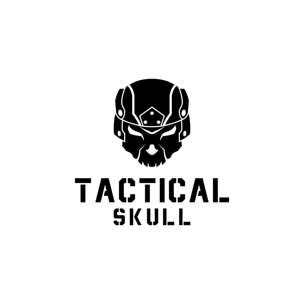 Skull helmet tactical logo design template for military game armory and company vector