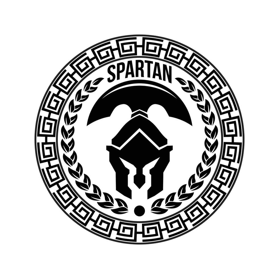 Spartan Helmet circle shield  logo design template for military game armory and company vector