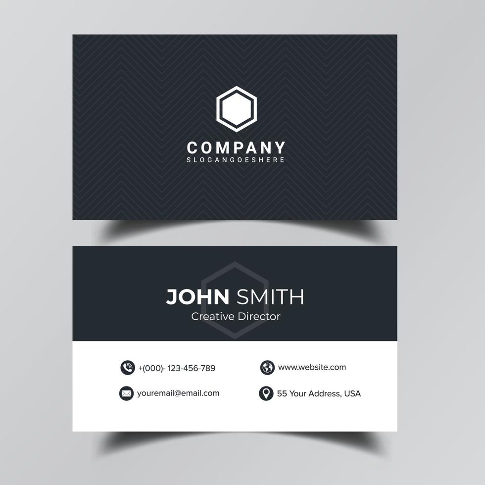 Clean dark business card design vector