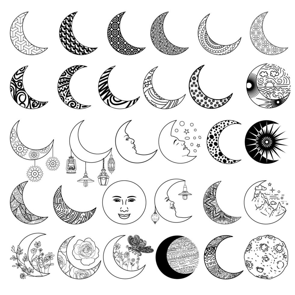Drawing of the moon. vector