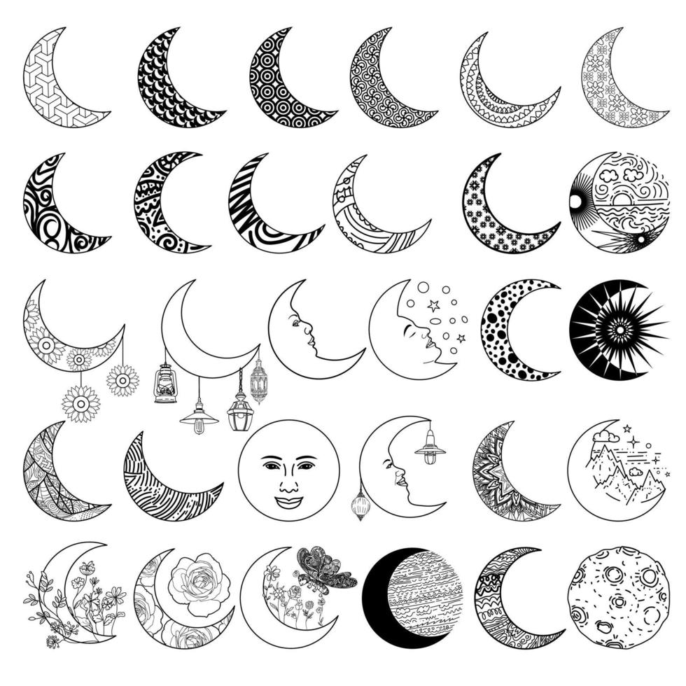 Drawing of the moon. vector