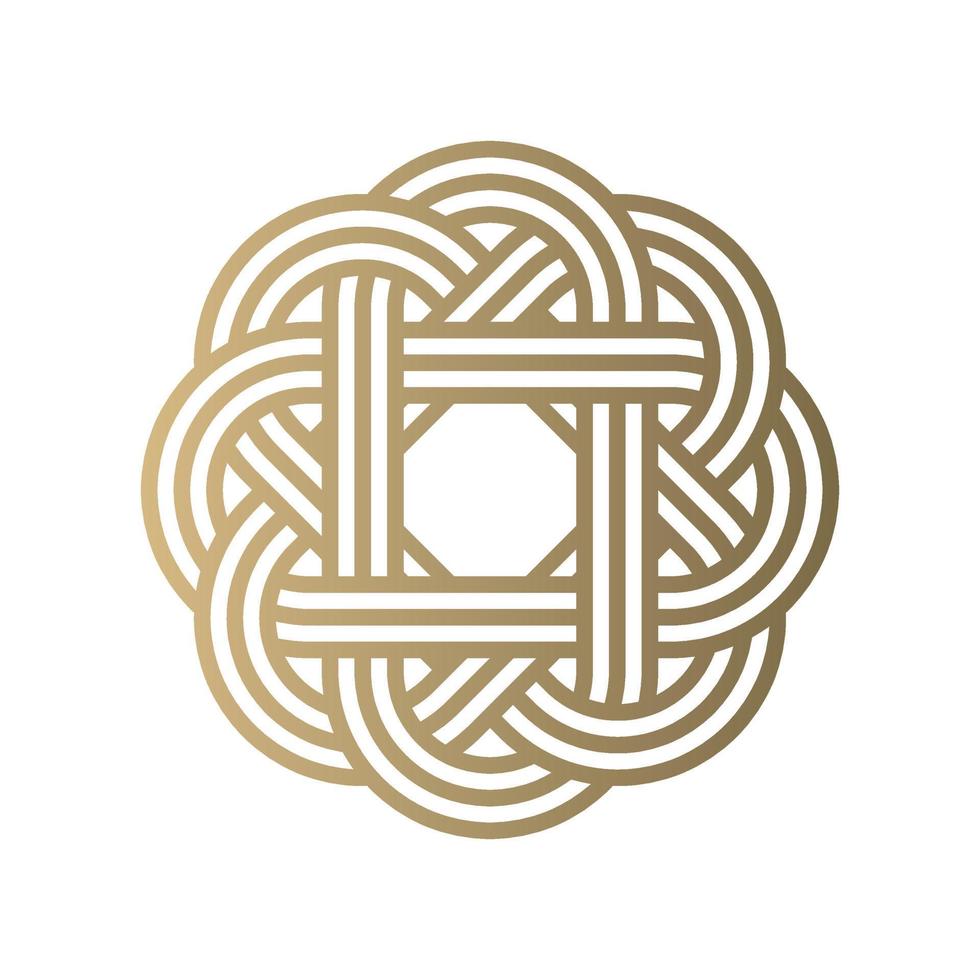 Golden celtic knot symbol. Vector illustration