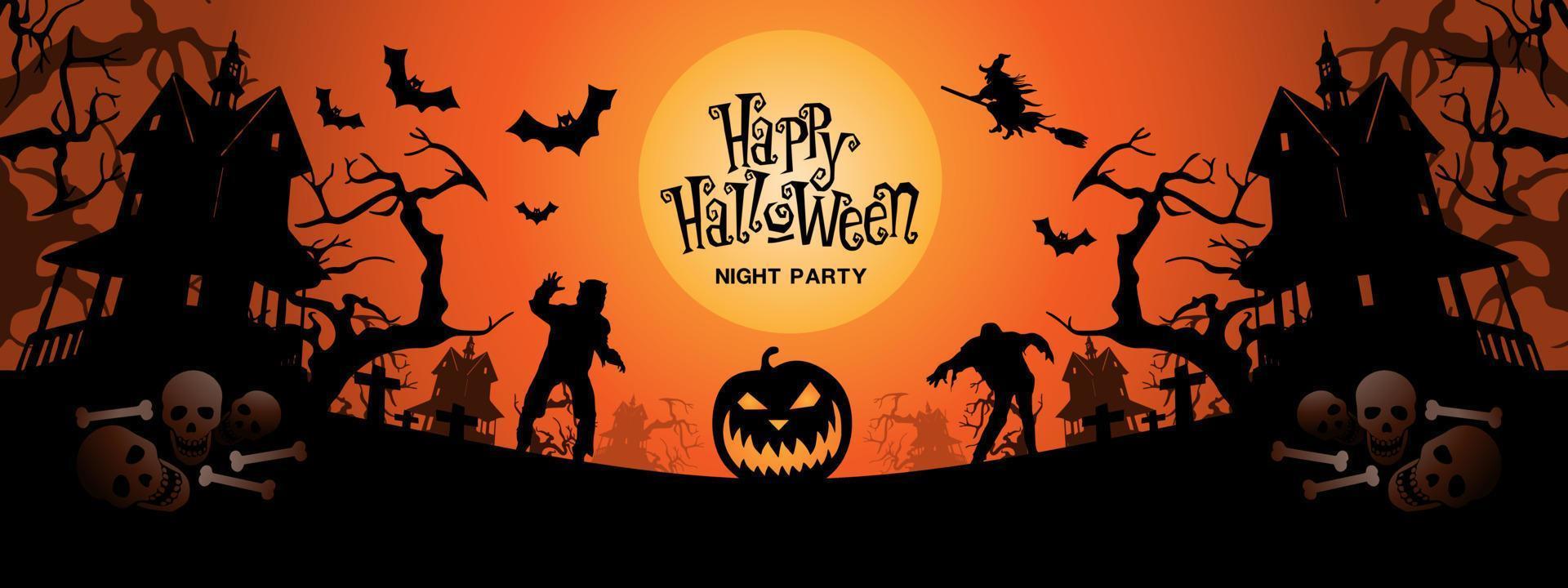 Happy Halloween black orange holiday night party celebration festival vector