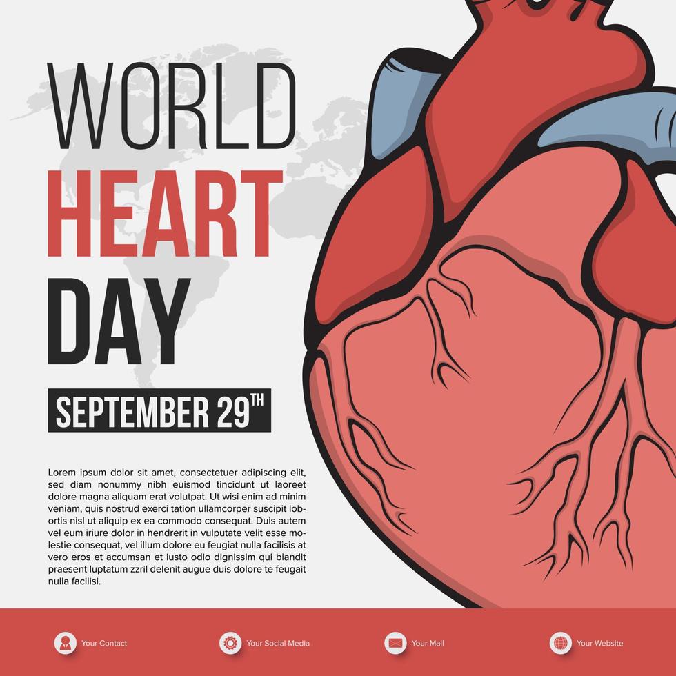 World Heart Day Celebration Social Media Post Design vector