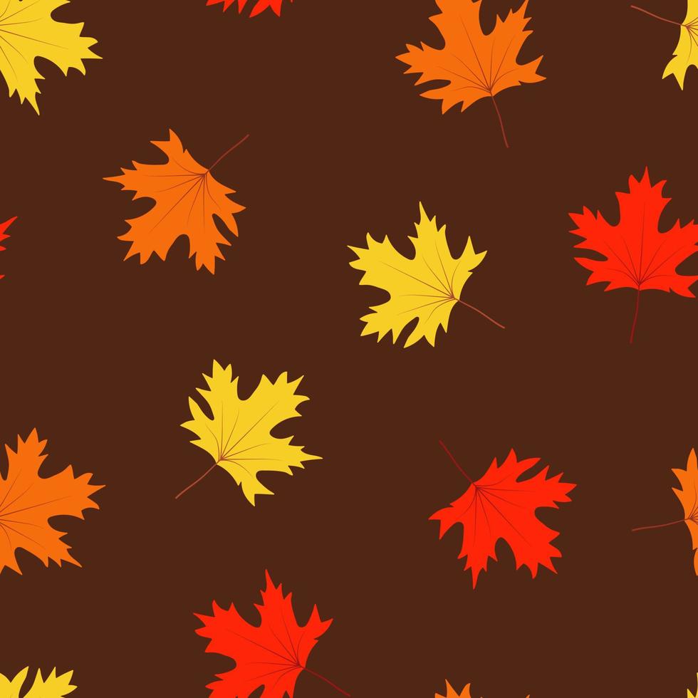 Autumn seamless pattern, yellow and red maple leaves fall in autumn vector