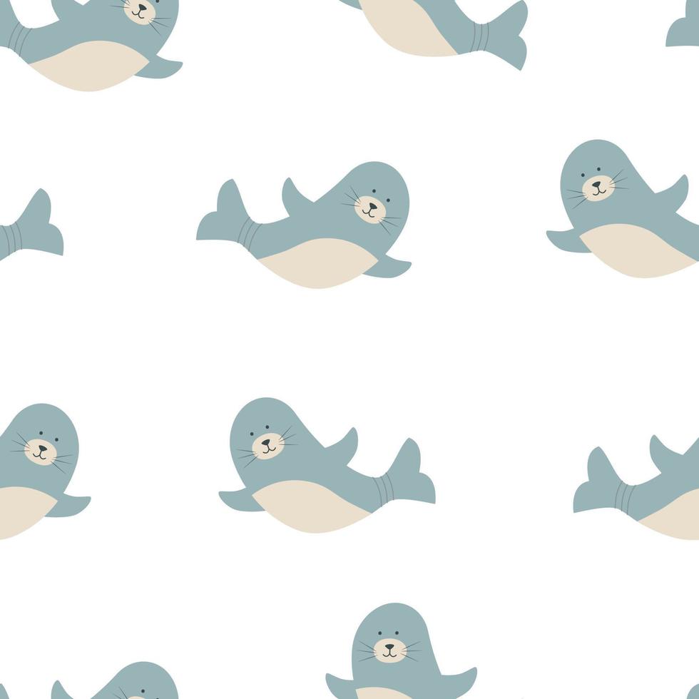 lindo personaje de dibujos animados de patrones sin fisuras, ilustración vectorial de un animal marino. vector