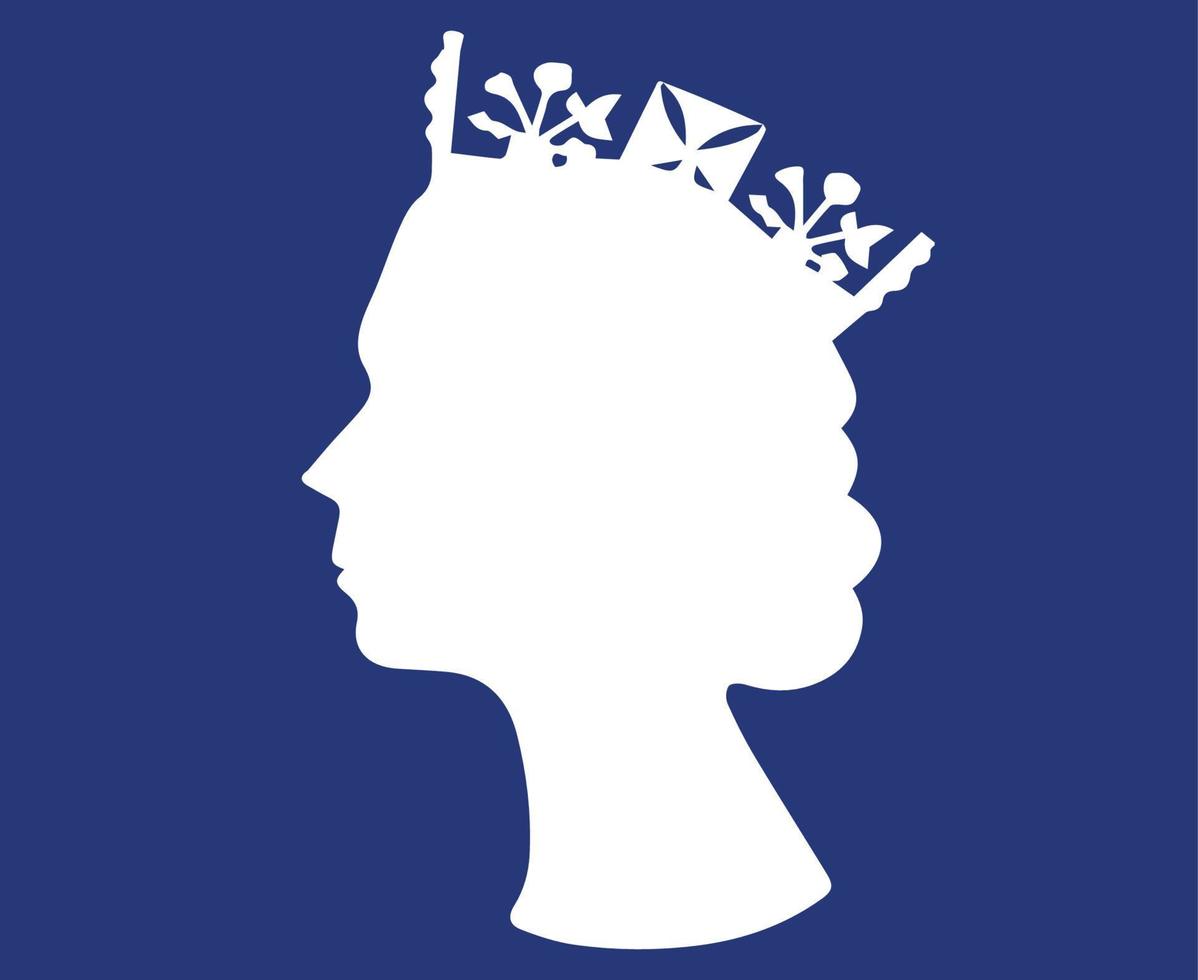 elizabeth reina cara retrato británico reino unido 1926 2022 nacional europa país vector ilustración abstracto diseño azul y blanco